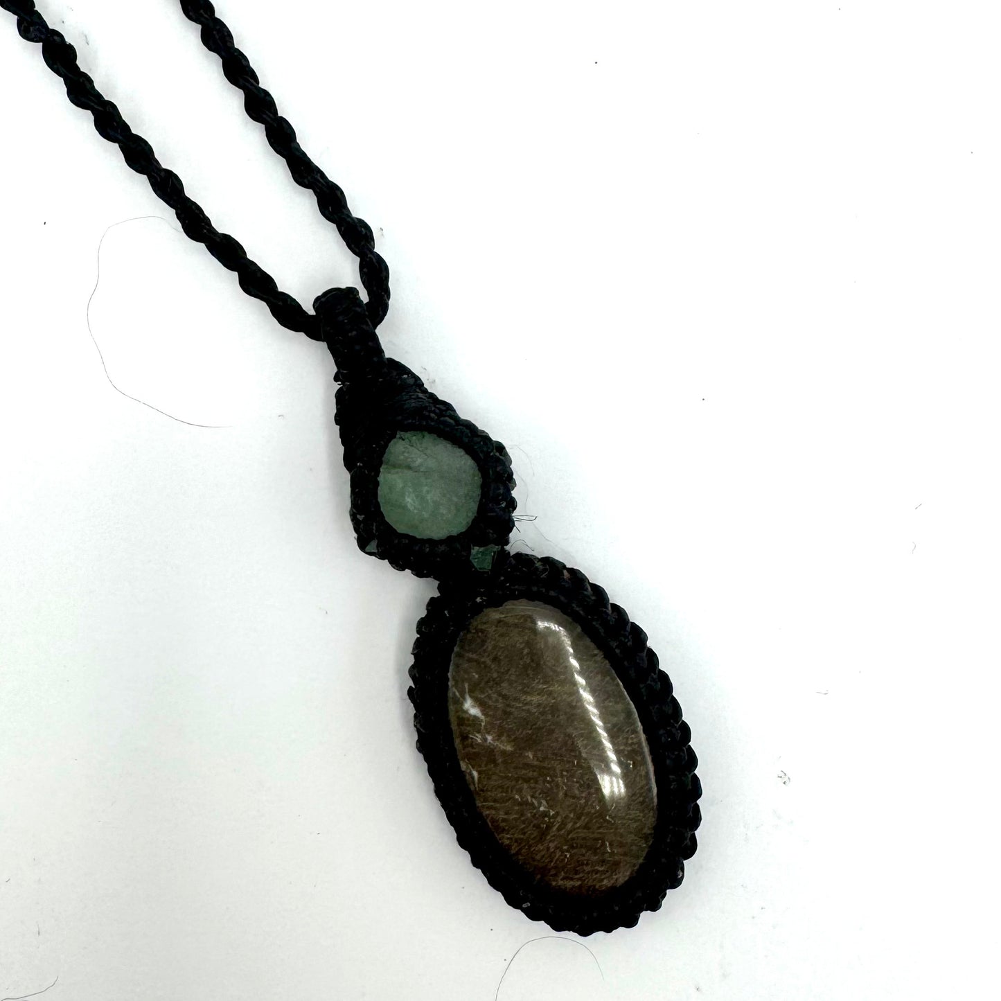 Fio Macramê com Jaspe Coral e Água Marinha Rustica