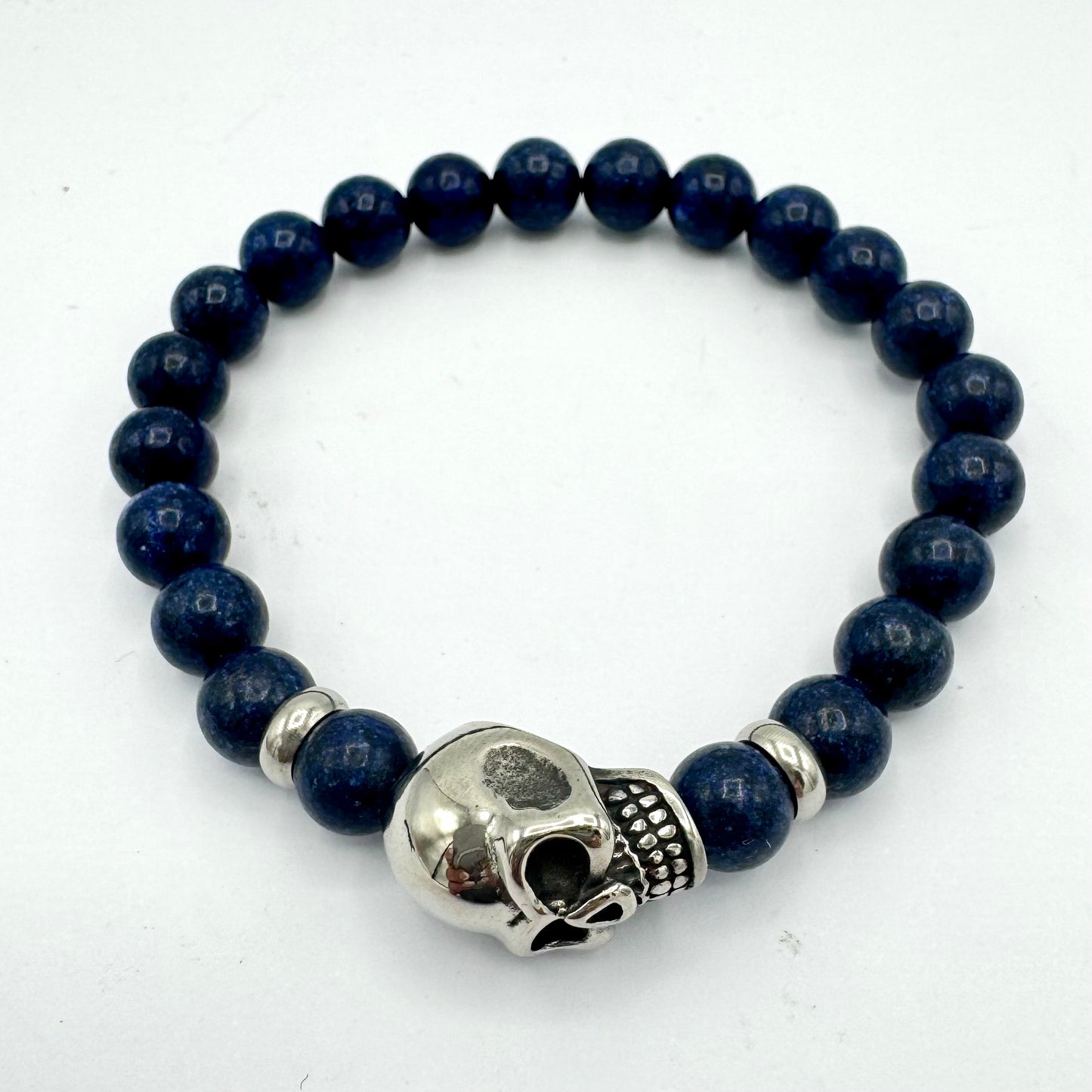Pulseira Homem Lápis Lazúli com pingente Árvore da Vida Caveira