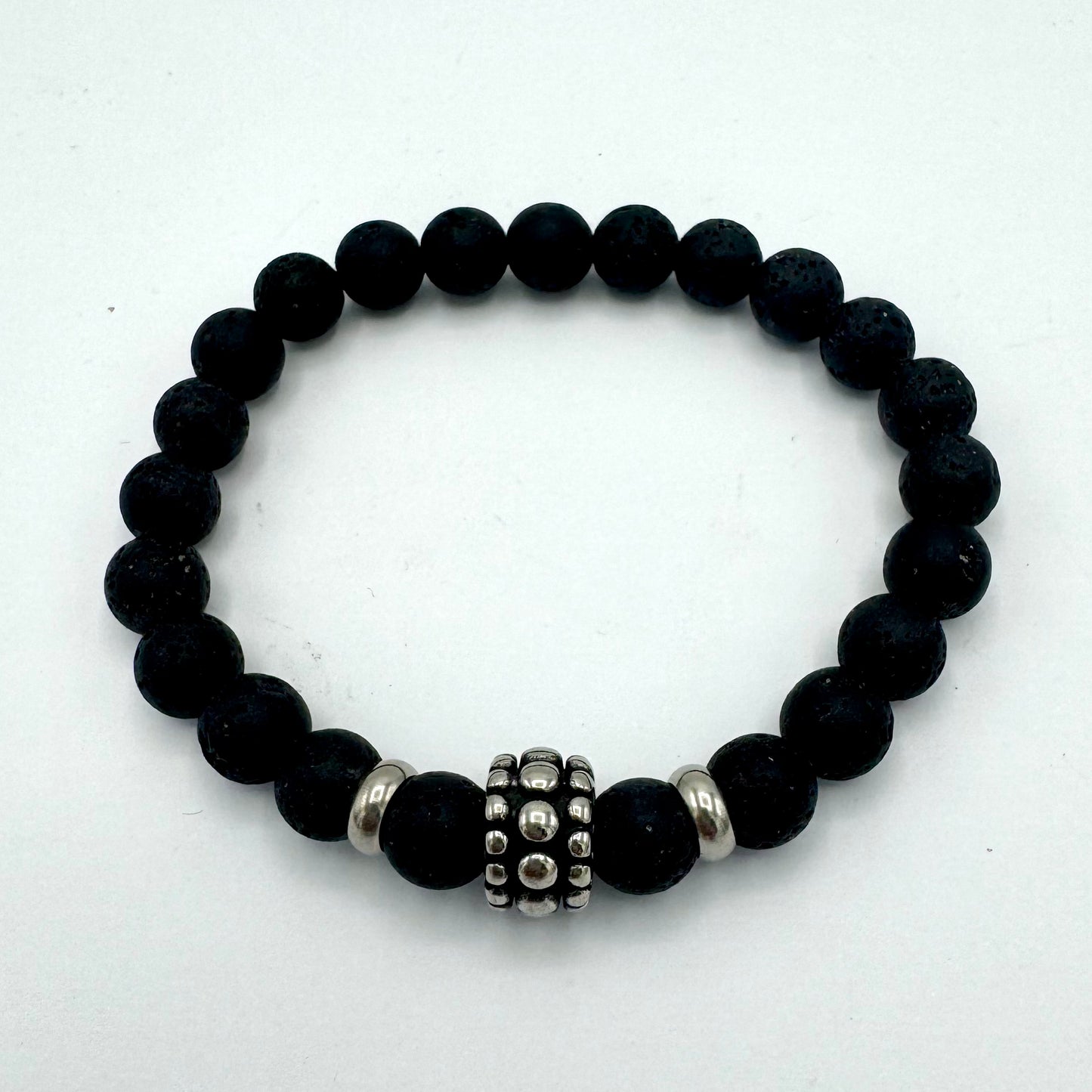 Pulseira Homem Pedra Vulcanica com pingente Pulseira 3
