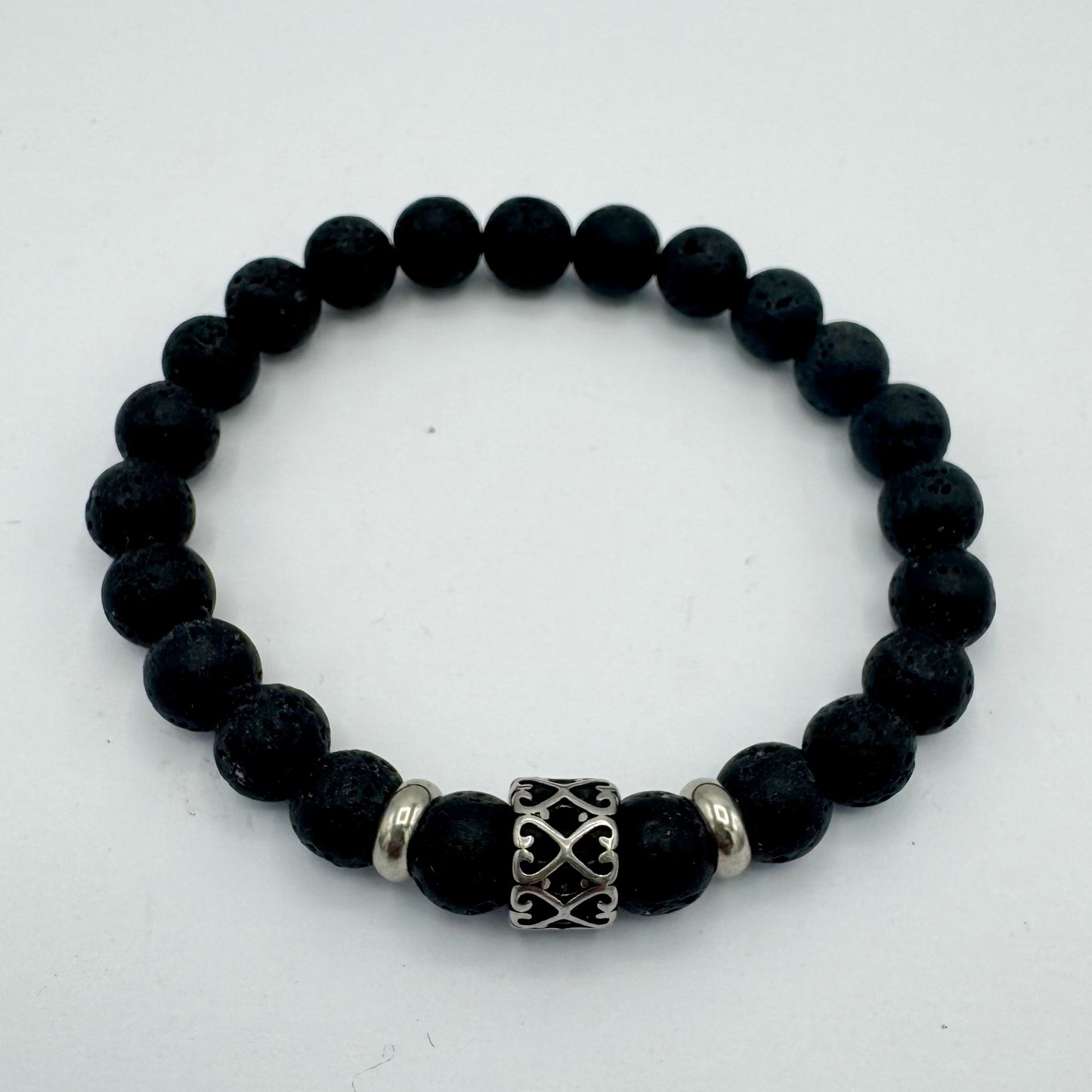 Pulseira Homem Pedra Vulcanica com pingente Pulseira 3