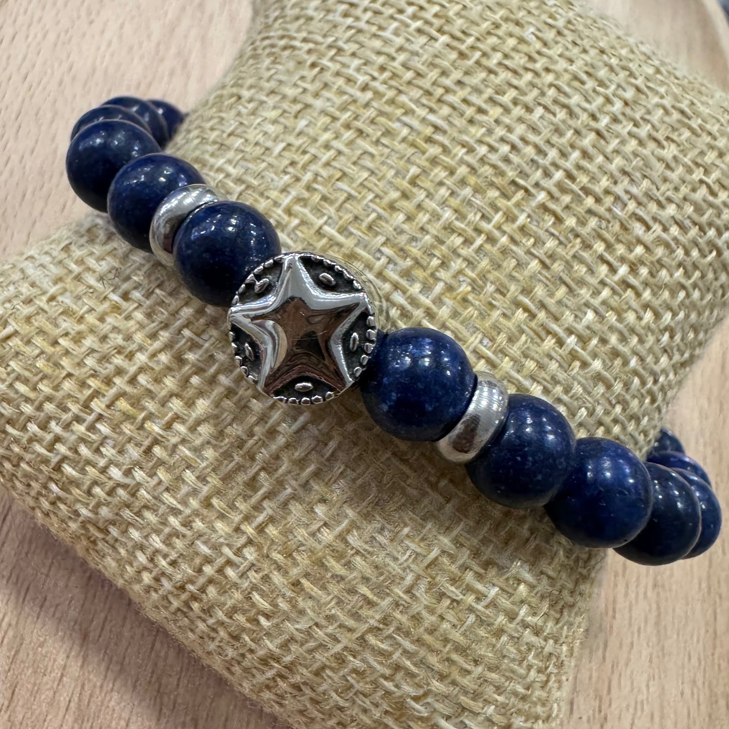 Pulseira Homem Lápis Lazuli com Pingente Estrela
