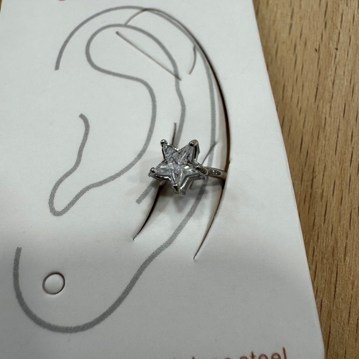 Brinco Singular Brilhante Estrela Prateado