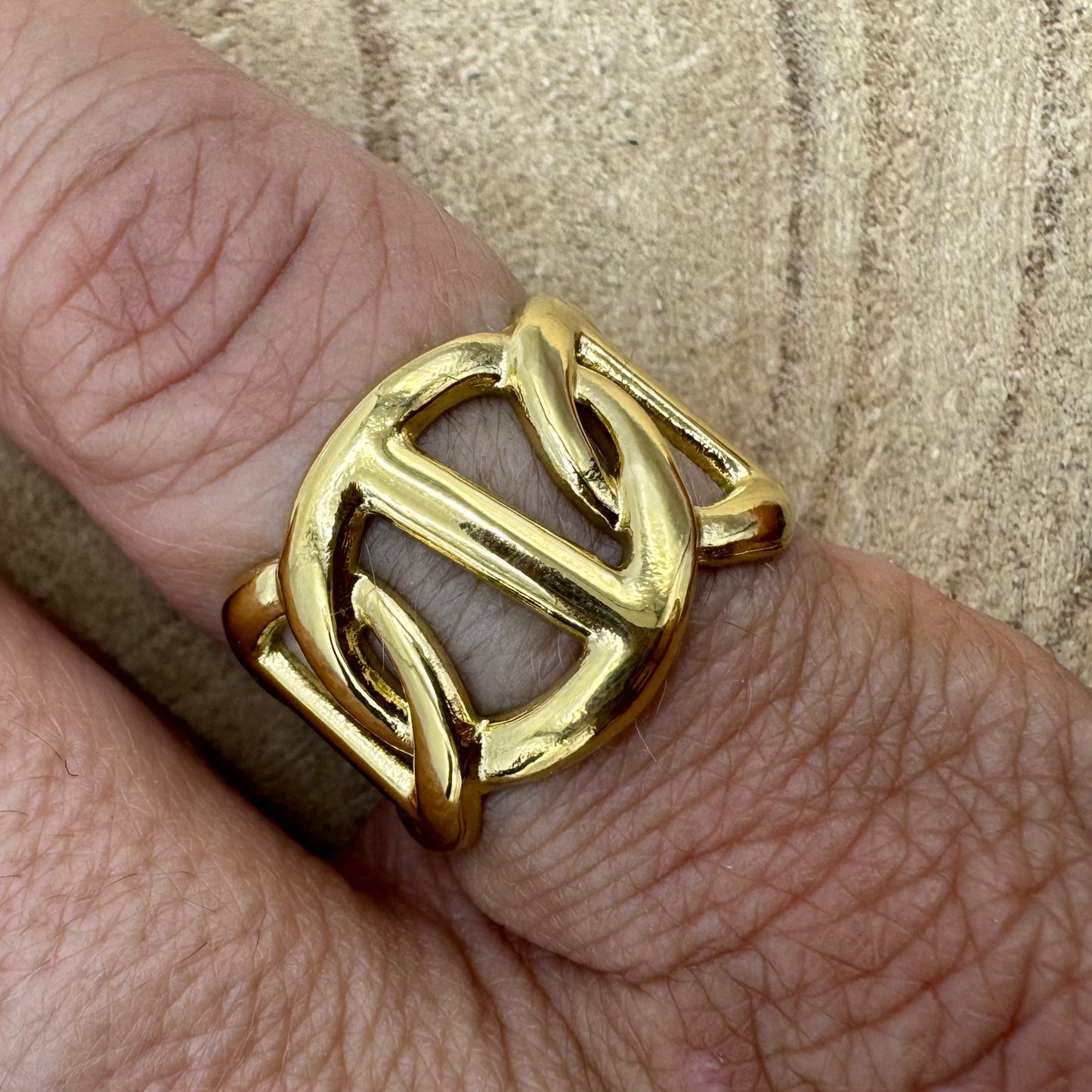 Anel Roda Cortada Dourado