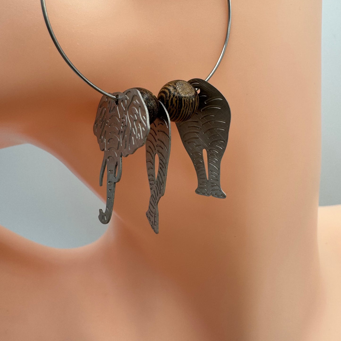 Brincos Elefante Camadas Prateado
