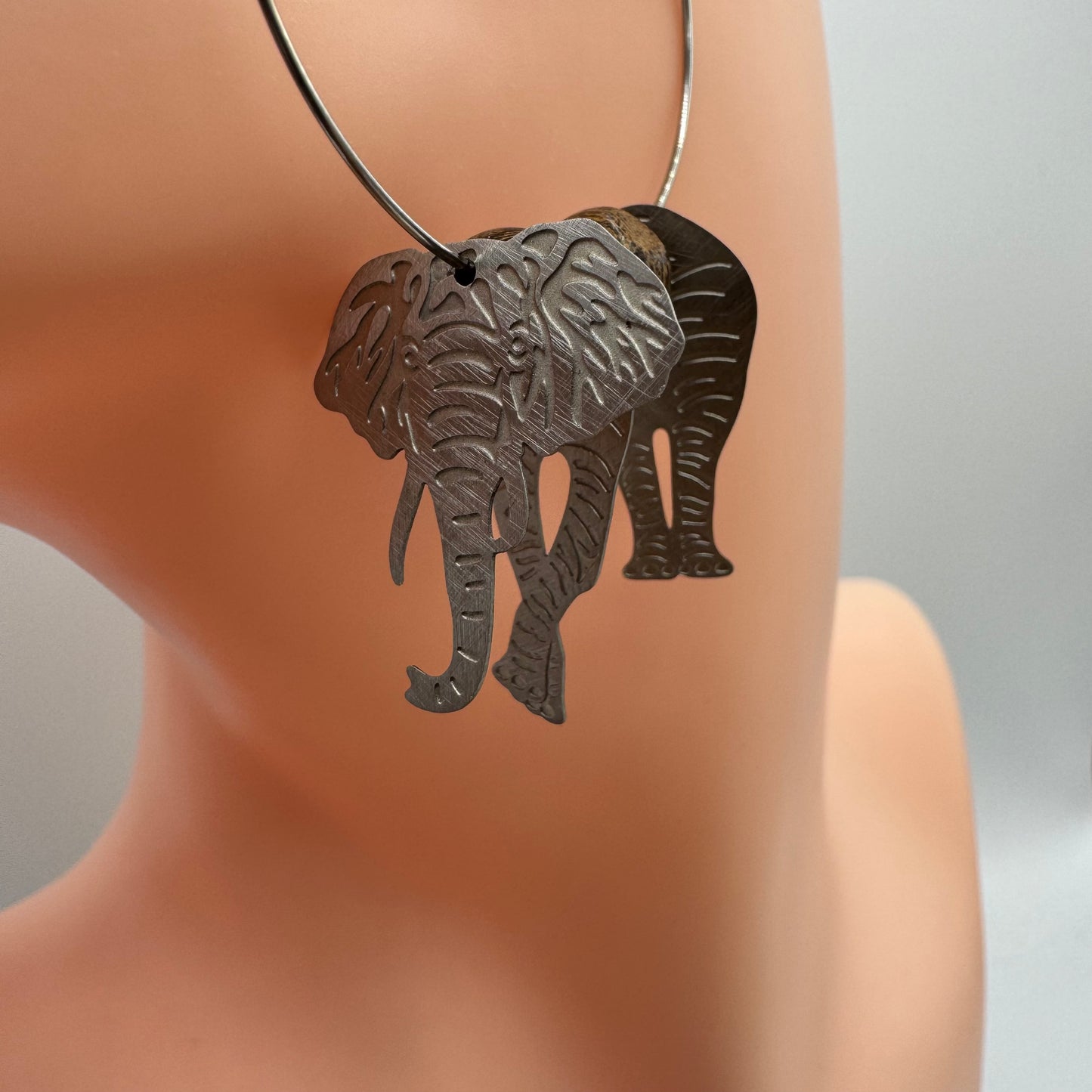 Brincos Elefante Camadas Prateado