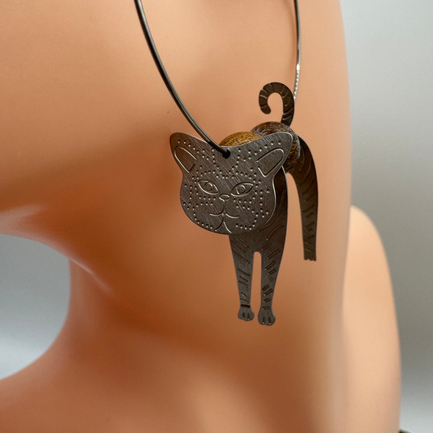 Brincos Gato Camadas Prateado