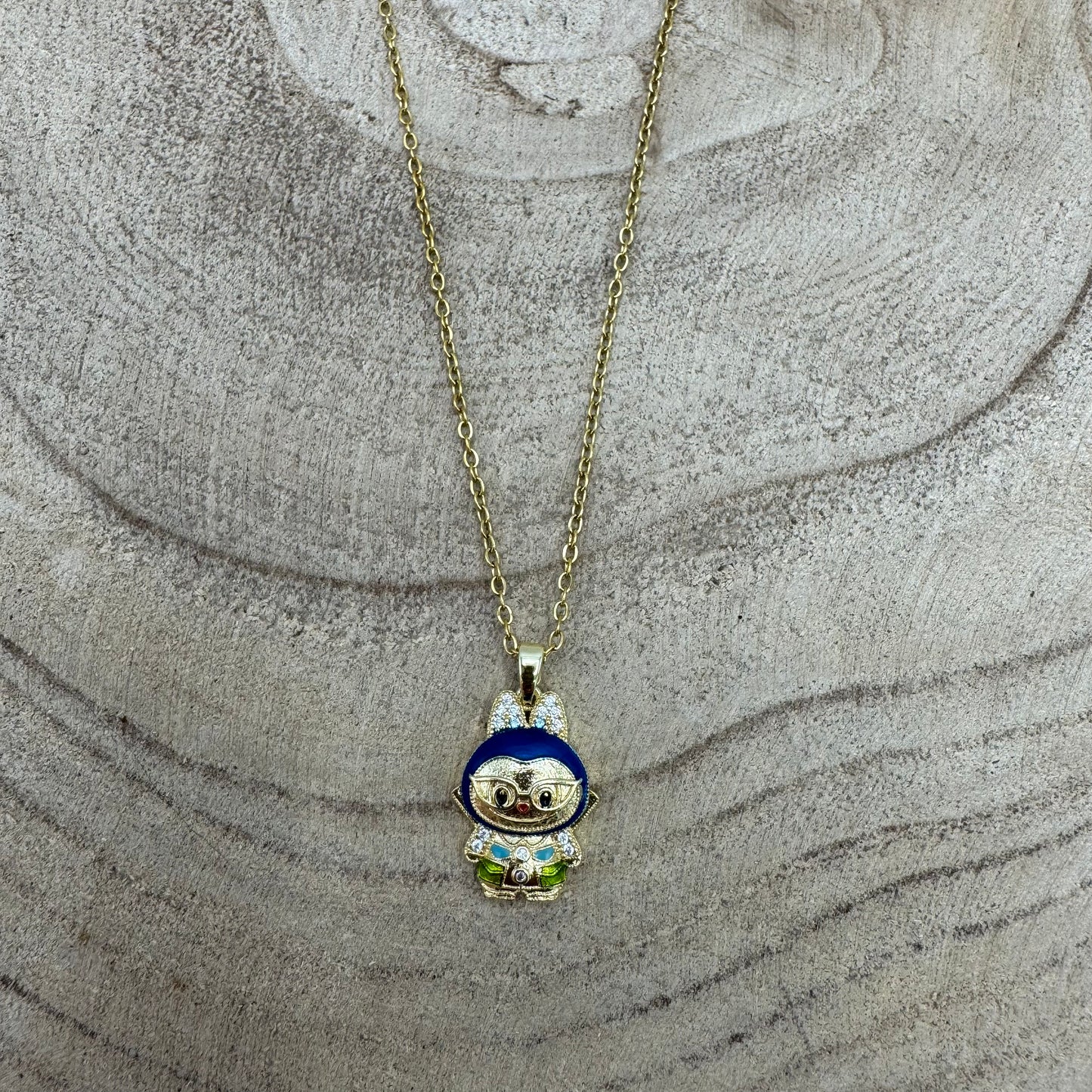 Fio Labubu Azul Dourado