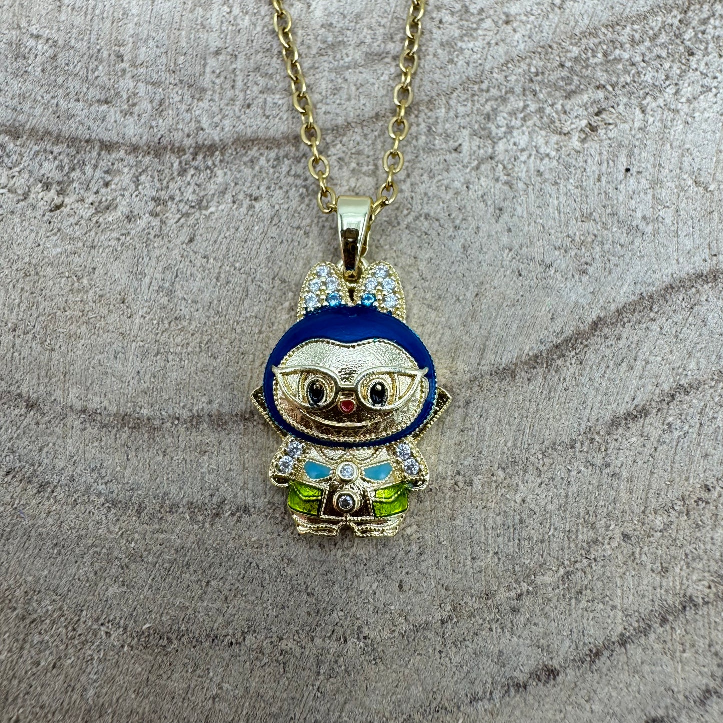 Fio Labubu Azul Dourado