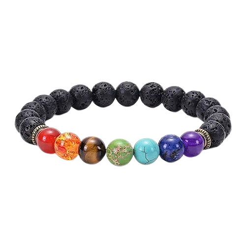 Pulseira Chakras com Pedra Vulcanica - Essencia Pura