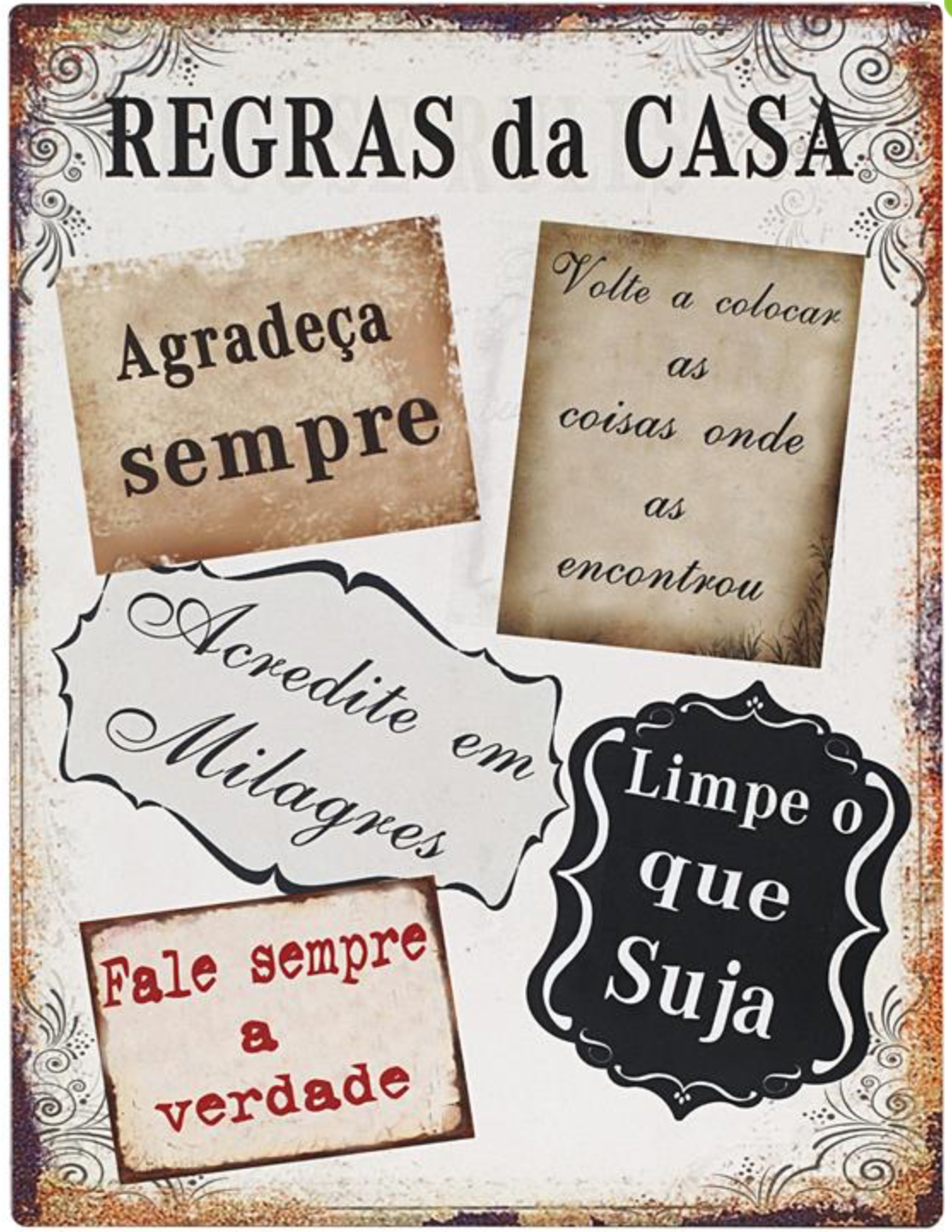 Placas Parede Portuguesa Regras da Casa 87206