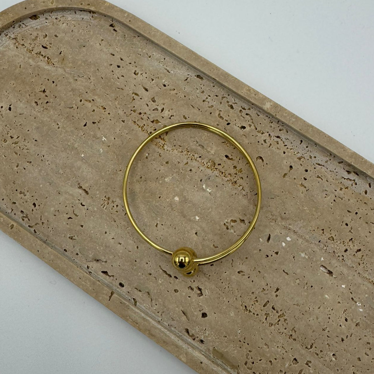 Pulseira Dourada Aço 3 Bolas