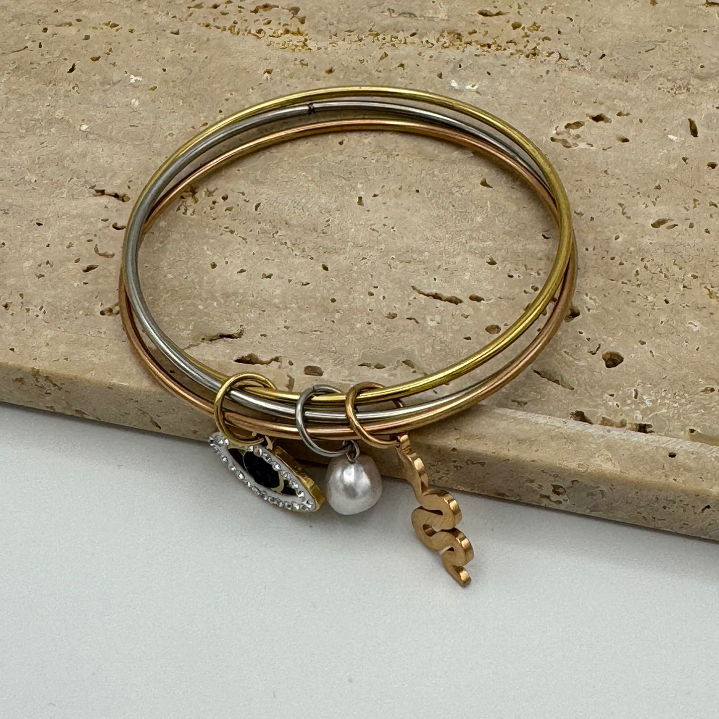 Pulseira Mau-Olhado, Serpent e Bolinha, Prata e Prateada