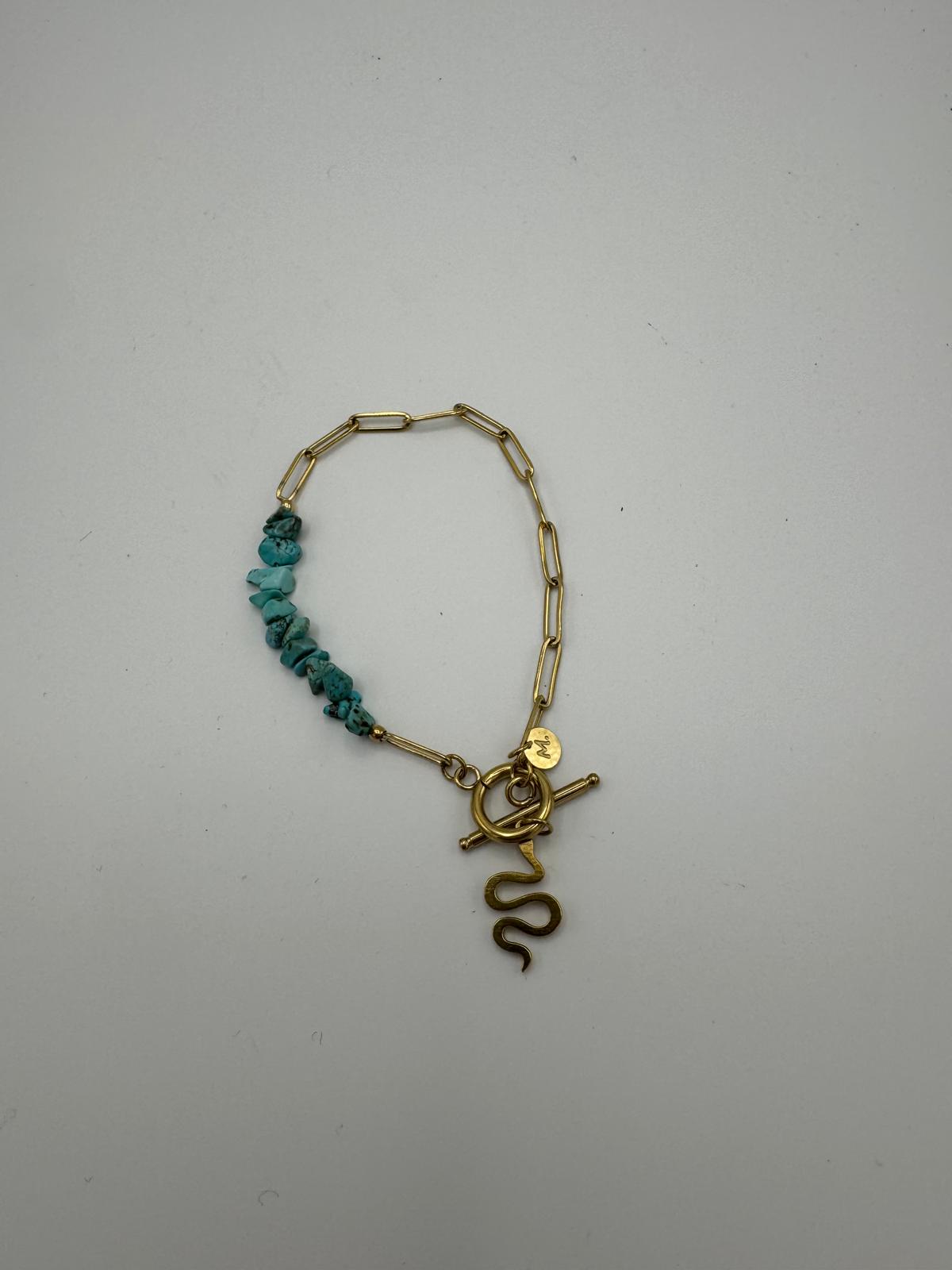 Pulseira Pendente Inox com Pedras (Turquesa)