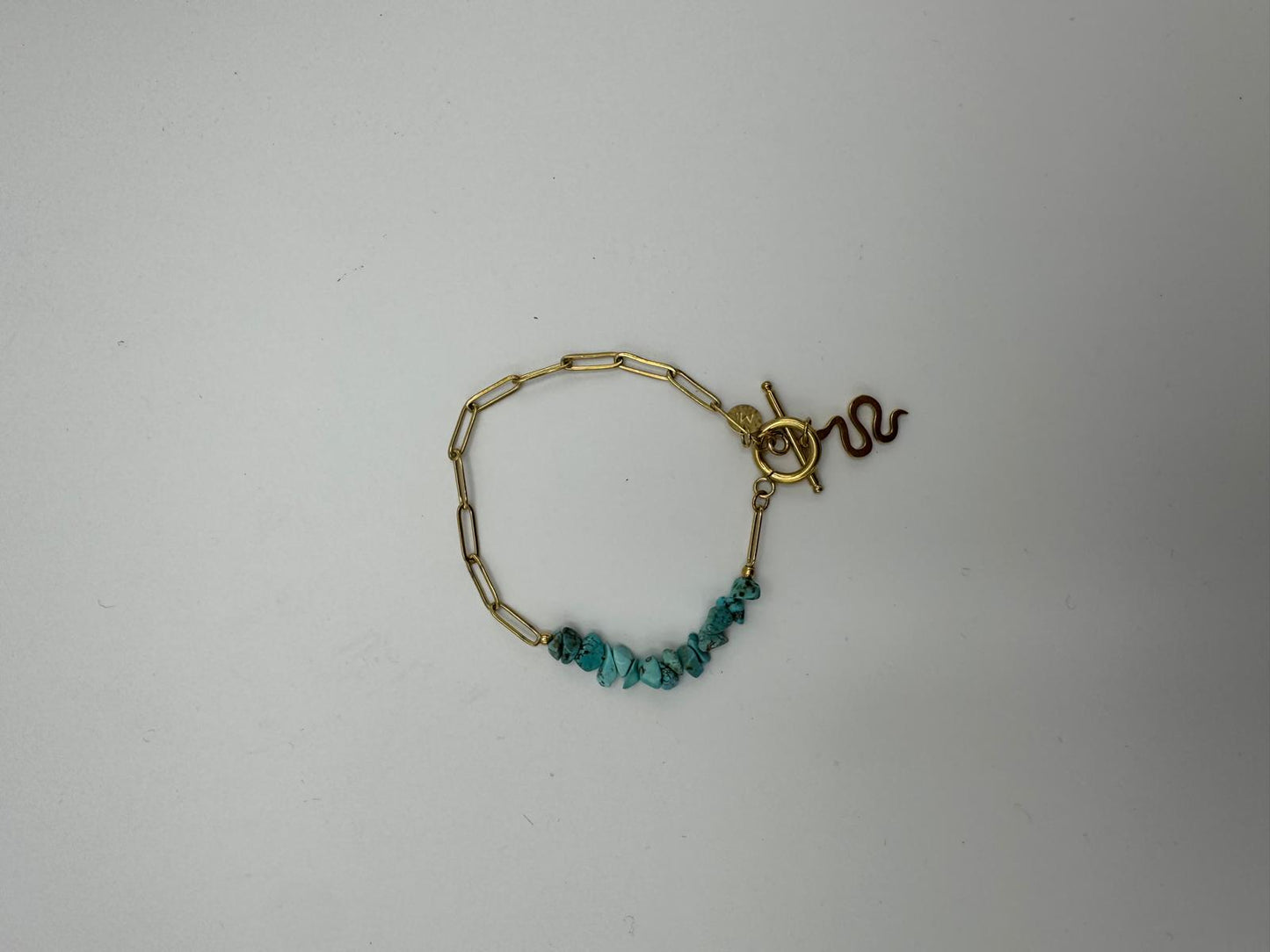 Pulseira Pendente Inox com Pedras (Turquesa)