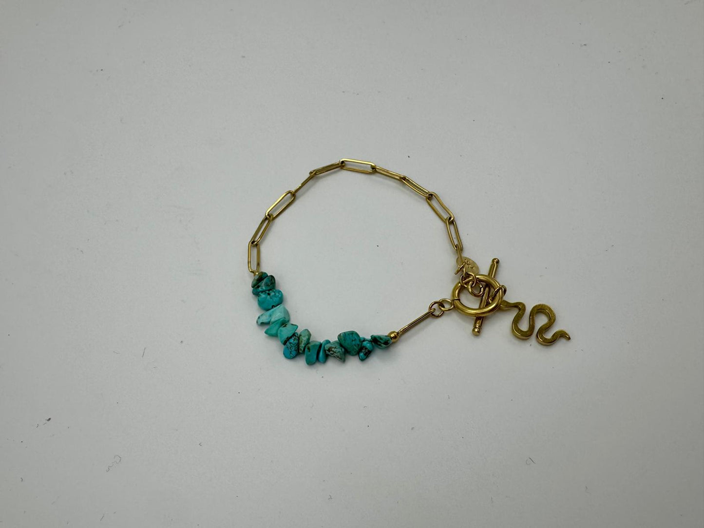 Pulseira Pendente Inox com Pedras (Turquesa)