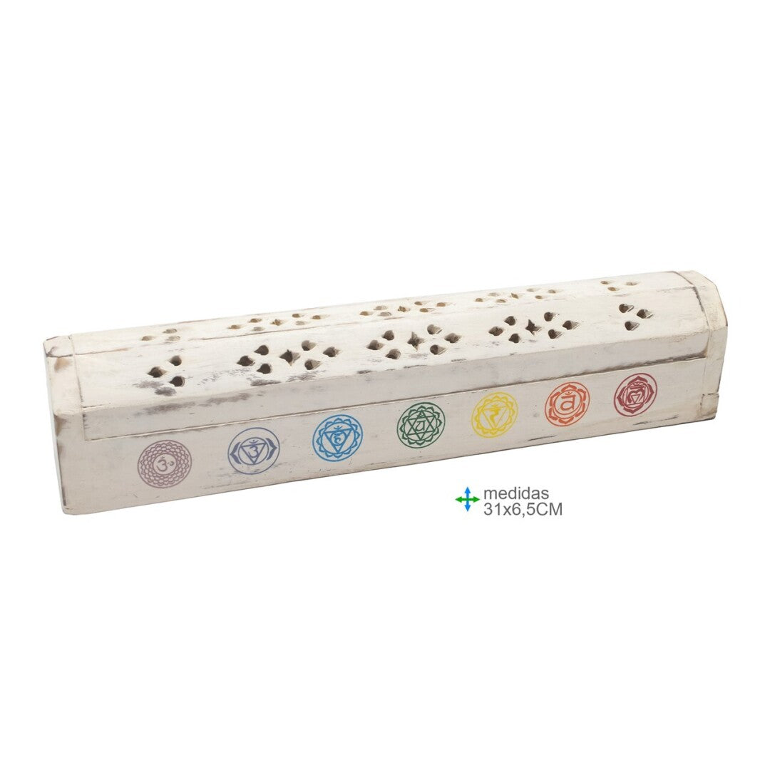 Porta Incenso Estojo 7 Chakras BRANCO (31cm)