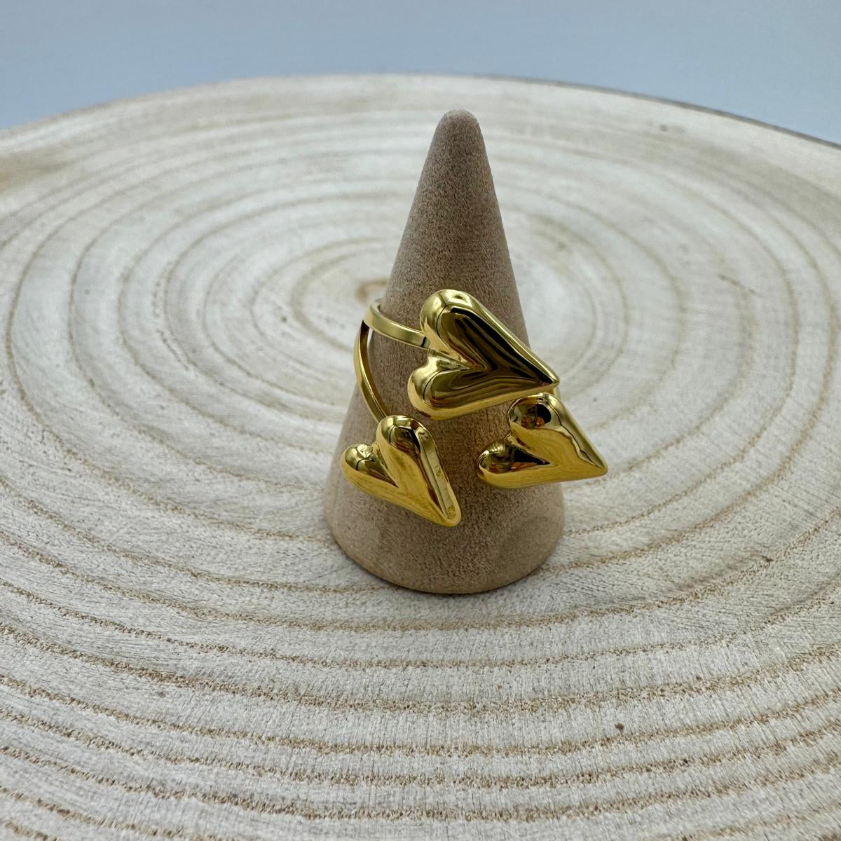 Anel Coração (Prateado e Dourado) Dourado