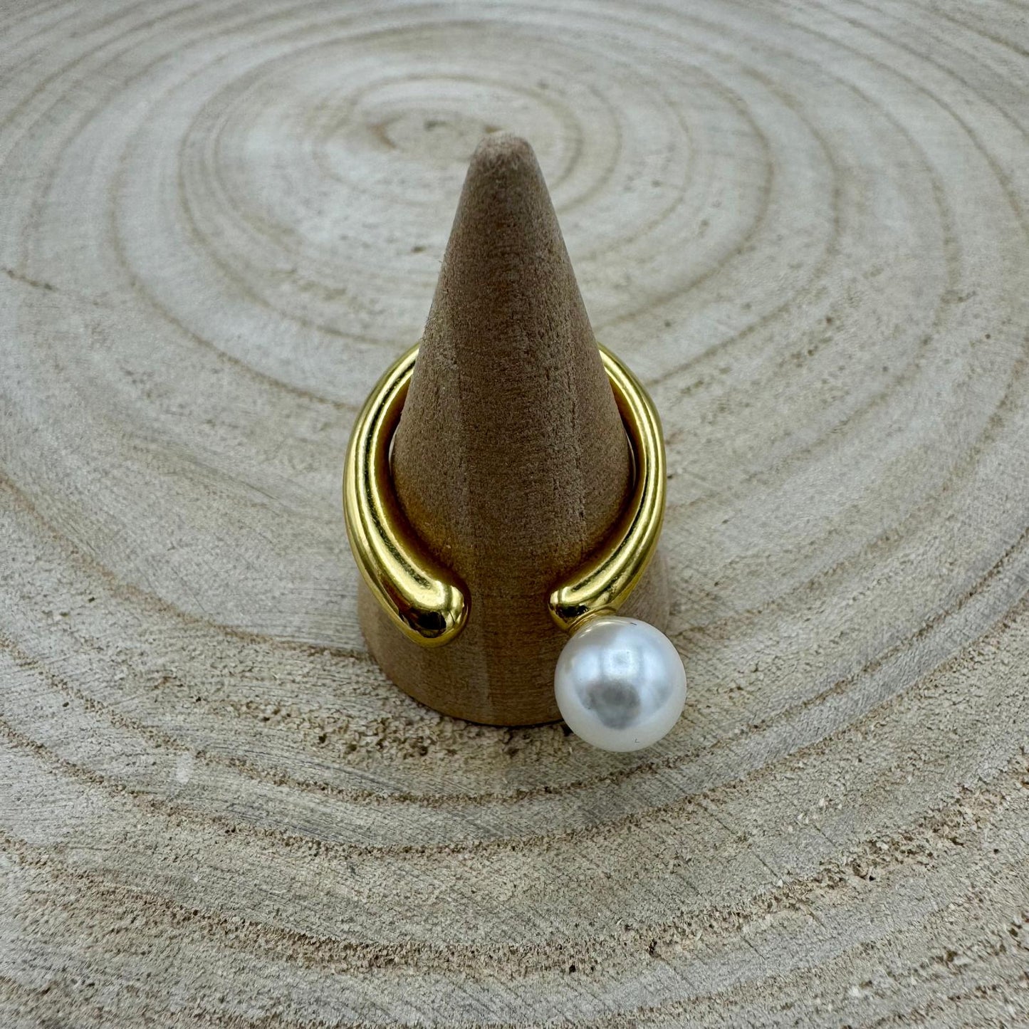 Anel Inox Aberto com Pérola (Dourado e Prateados)