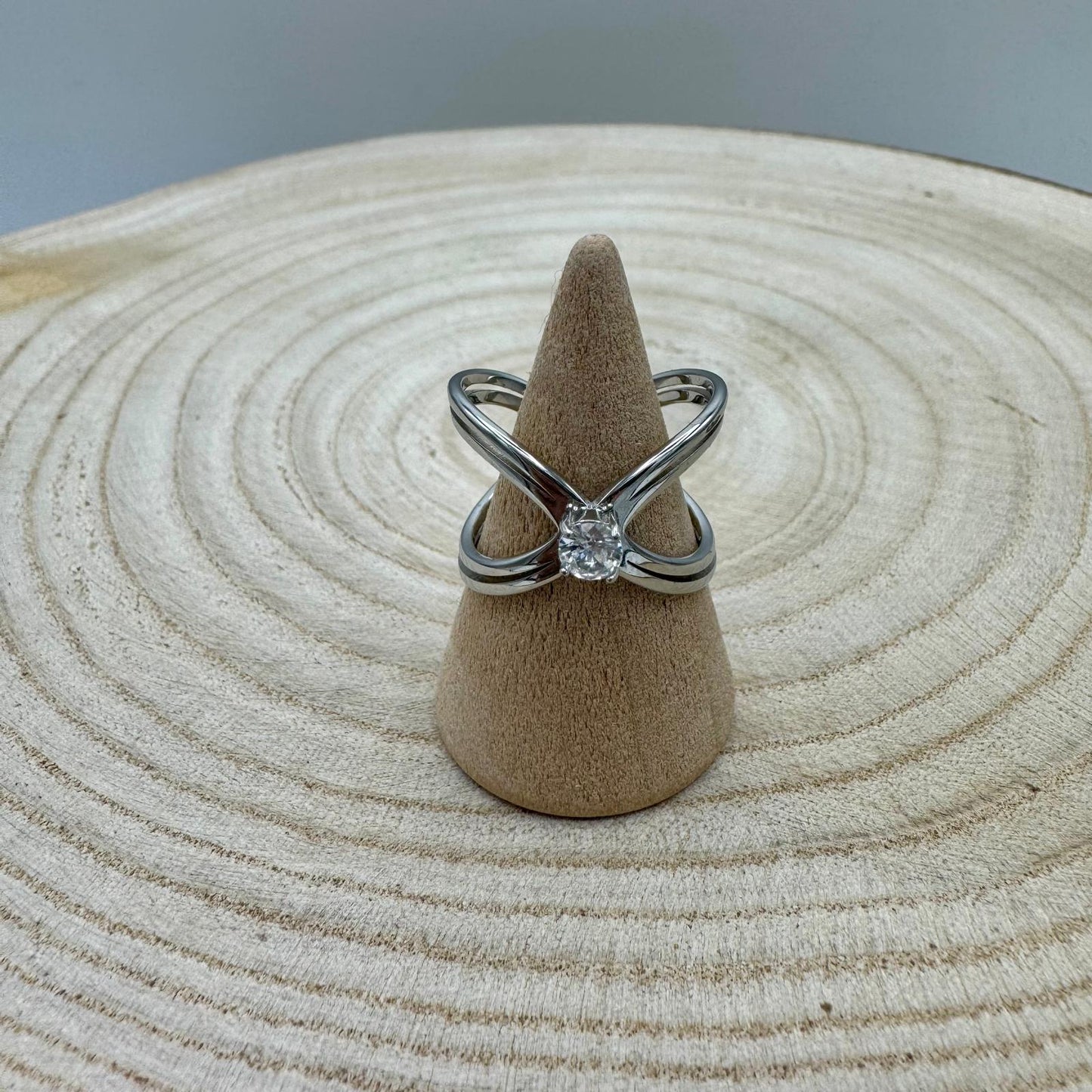 Anel X Diamante (Prateado e Dourado) Dourado