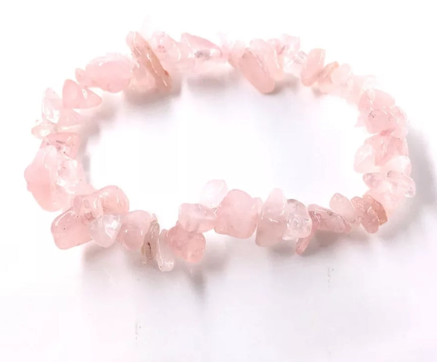 Pulseira Cascalho Quartzo Rosa - Essencia Pura