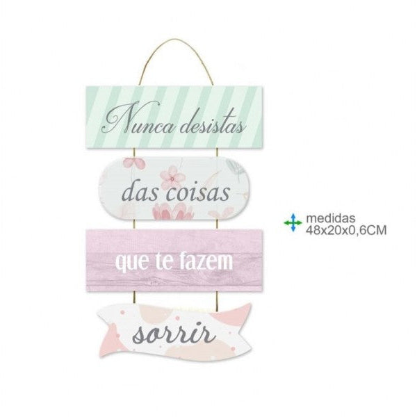 Placa MDF Mensagens (48x20cm) NUNCA DESISTA