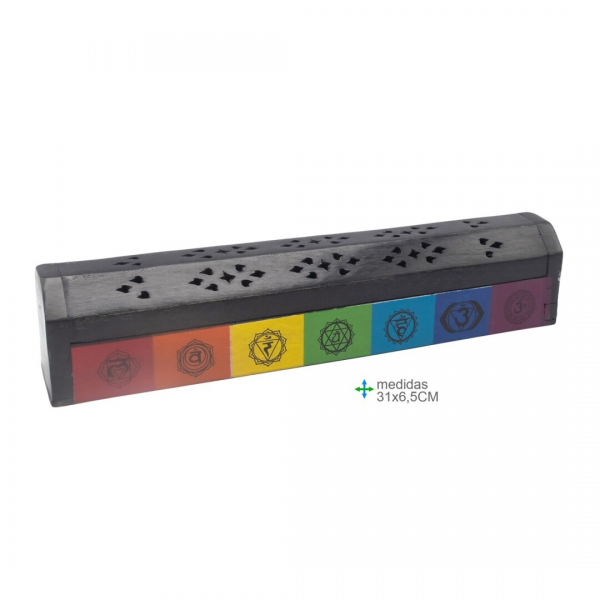 Porta Incensos Estojo 7 Chakras Preto (31cm)