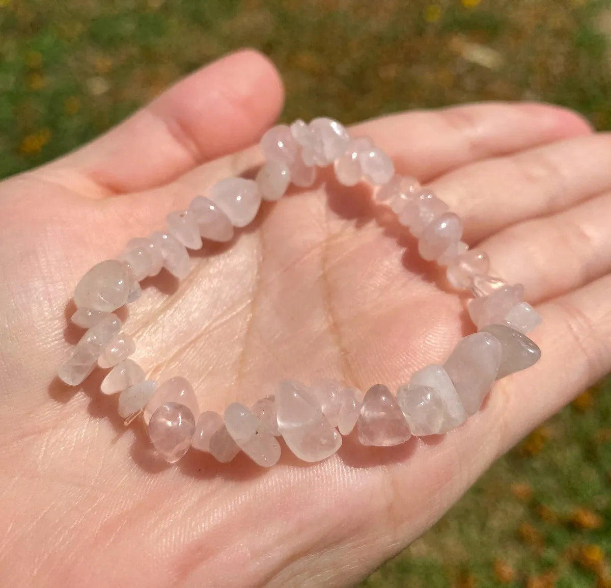 Pulseira Cascalho Quartzo Rosa - Essencia Pura