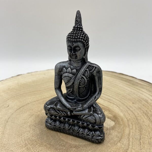 Buda, Sentado - Madeira, Prata, e Dourada (12.5cm) Imita Madeira