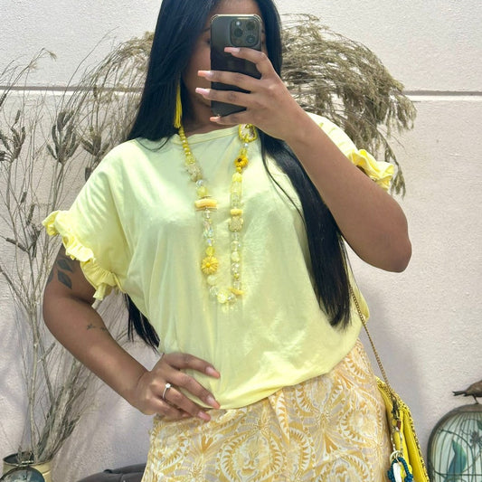54449 Blusa (Amarelo, Rosa, Cru) Rosa