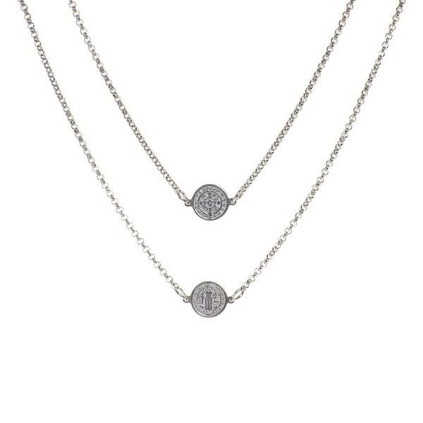 Escapulário de São Bento Mini 10mm Prateado