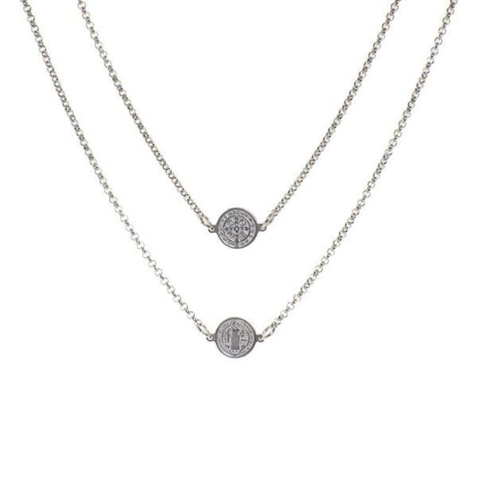 Escapulário de São Bento Mini 10mm Prateado