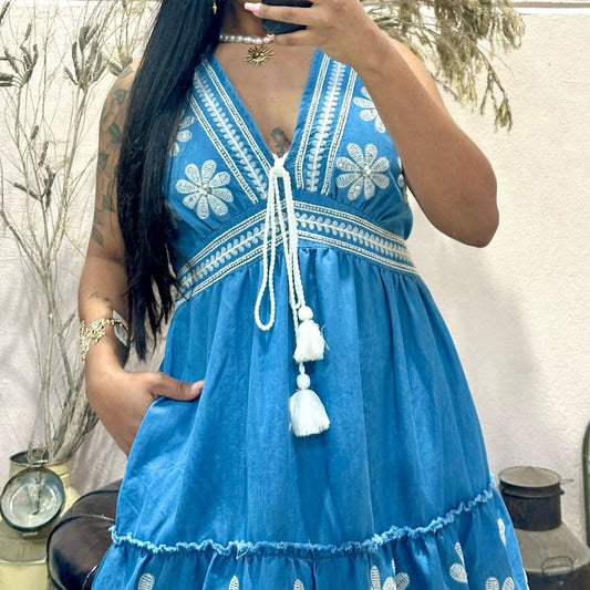 6510 Vestidos, Azul Ganga Escuro (S/M)