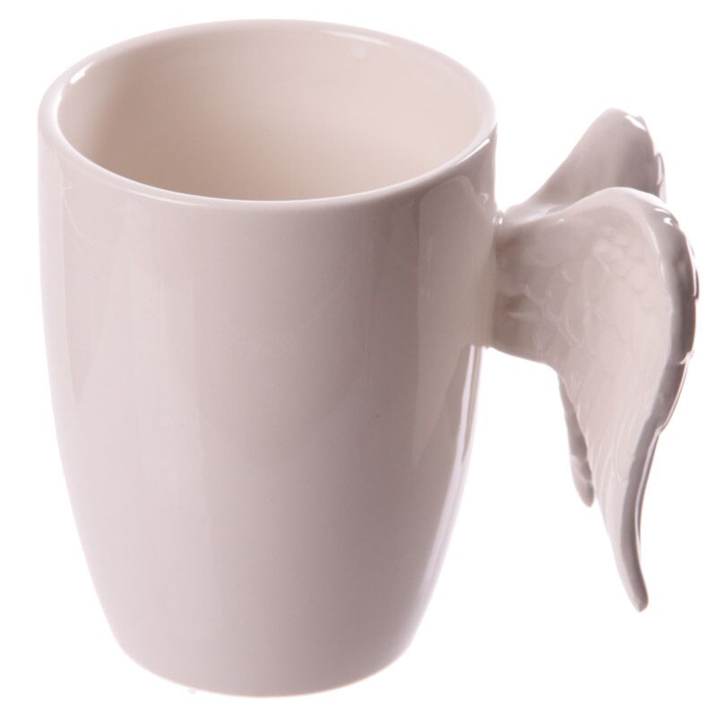 Caneca Branca Ceramica com Asas Brancas Anjo - Essencia Pura