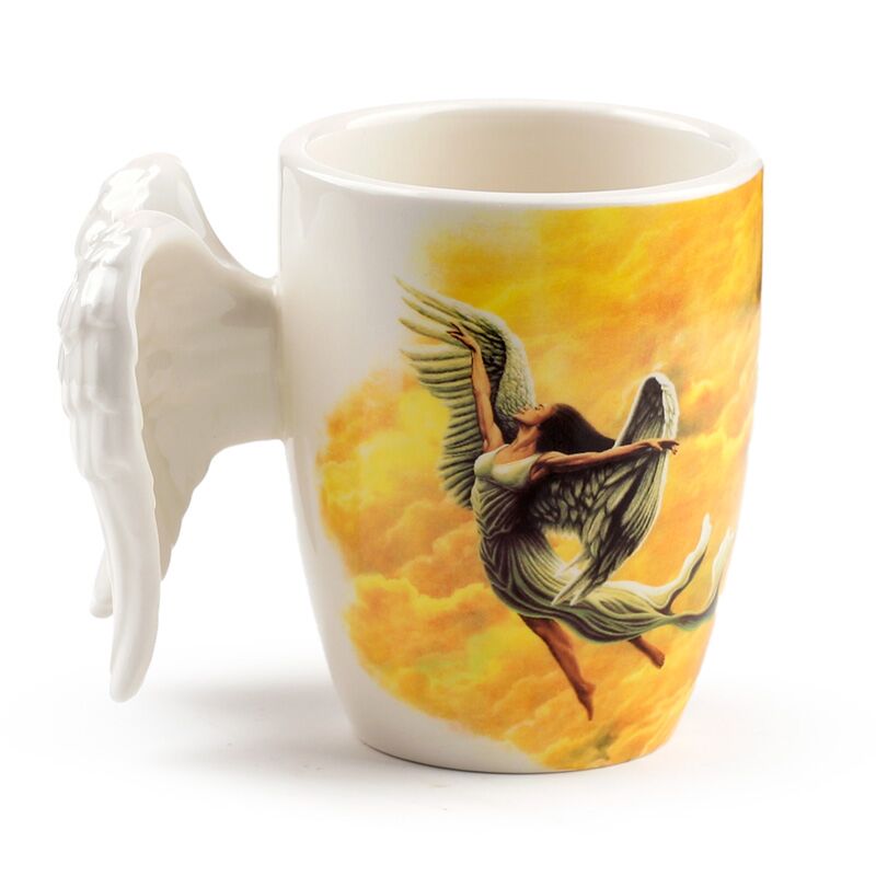 Caneca de Ceramica com Imagem e Asas de Anjo