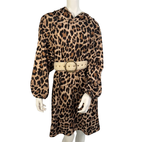 Vestido Tigresa Camel com Capucho