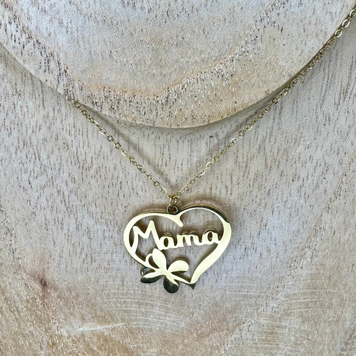 Colar de Aço (Coração, Boa Sorte, Mama, Libelinha) Mama Pequena