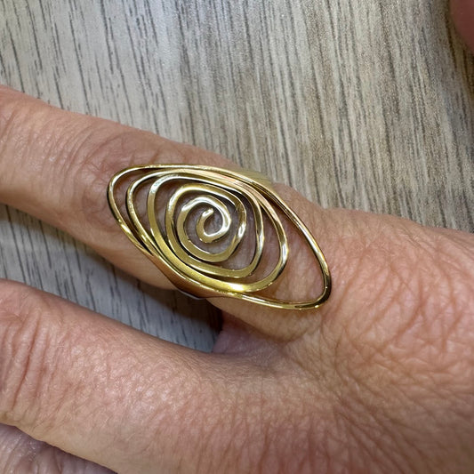 Anel Inox Espiral Caotico Simplificado (Dourado/Prateado)
