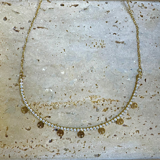 Colar de Aço, Bolinhas Coloridas VARIEDADES (Dourado/Prateado)