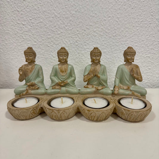 Buda Resina Porta Velas (29x11cm)