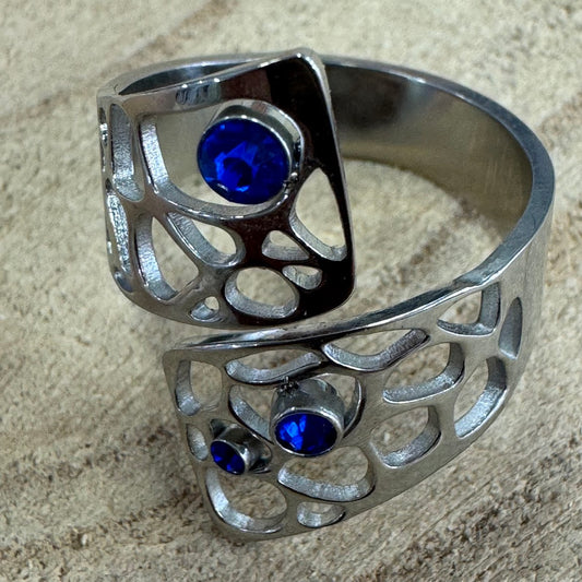 Anel Inox, Caos Completo com Lapiz Lazuli Dourado