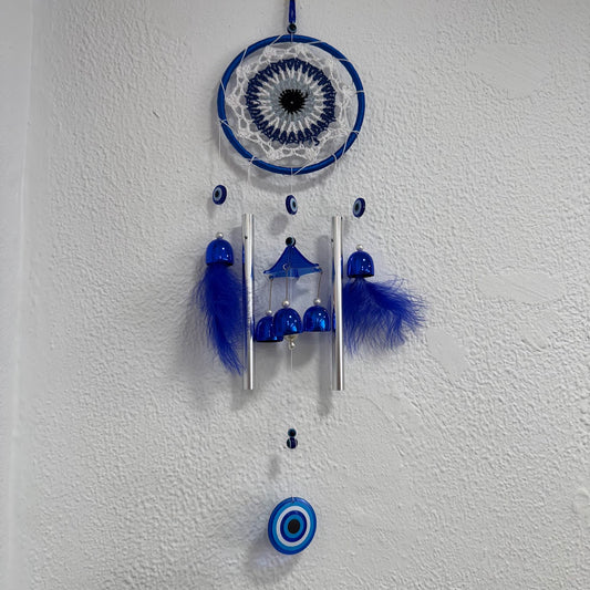 Espanta Espiritos Metal, Azul, Olho Grego