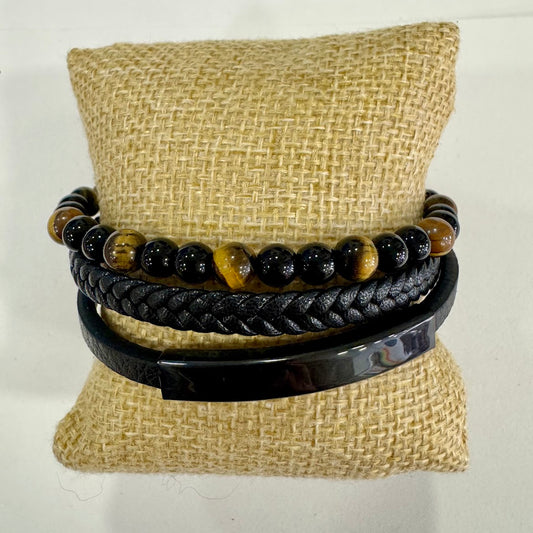 Pulseira Homem Olho de Tigre e Turmalina