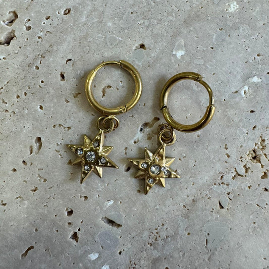 Brinco Estrelinhas com Pedrinhas DOURADO