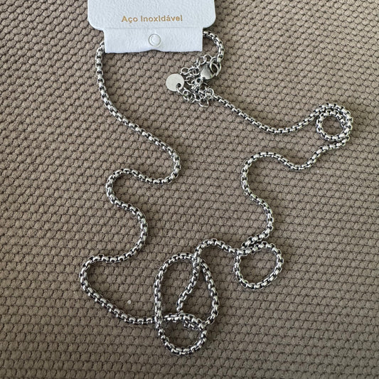 Corrente Comprida Simples Homem Prateada