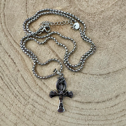 pendente Homem Prateado - Ankh Cruz Egípcia
