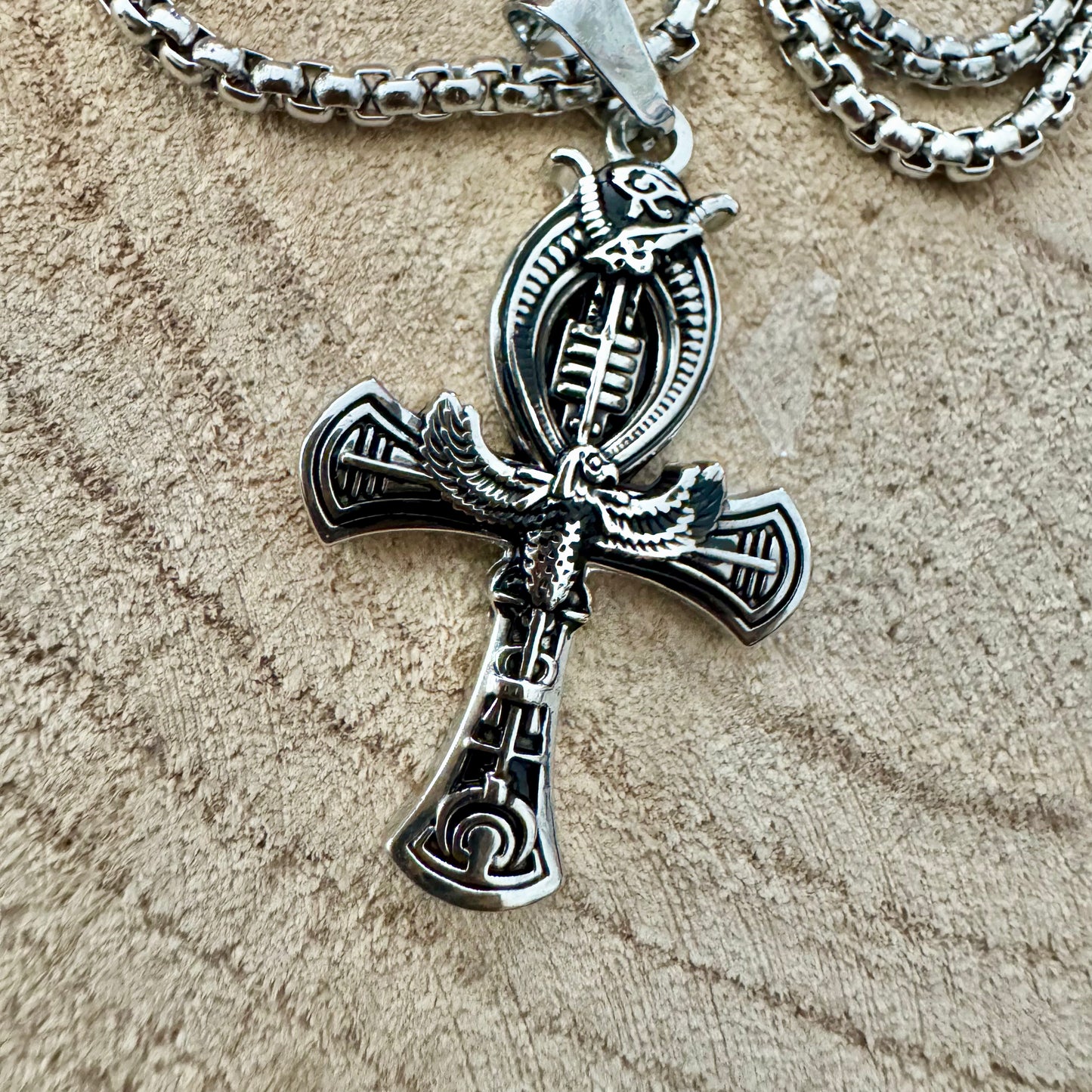 pendente Homem Prateado - Ankh Cruz Egípcia