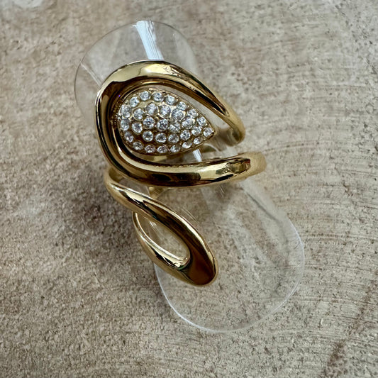 Anel Lágrimas com Brilhantes Dourado