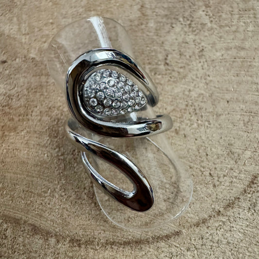 Anel Lágrimas com Brilhantes Prateado