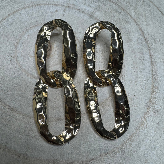 Brincos Argolas Ovais Marteladas Dourado