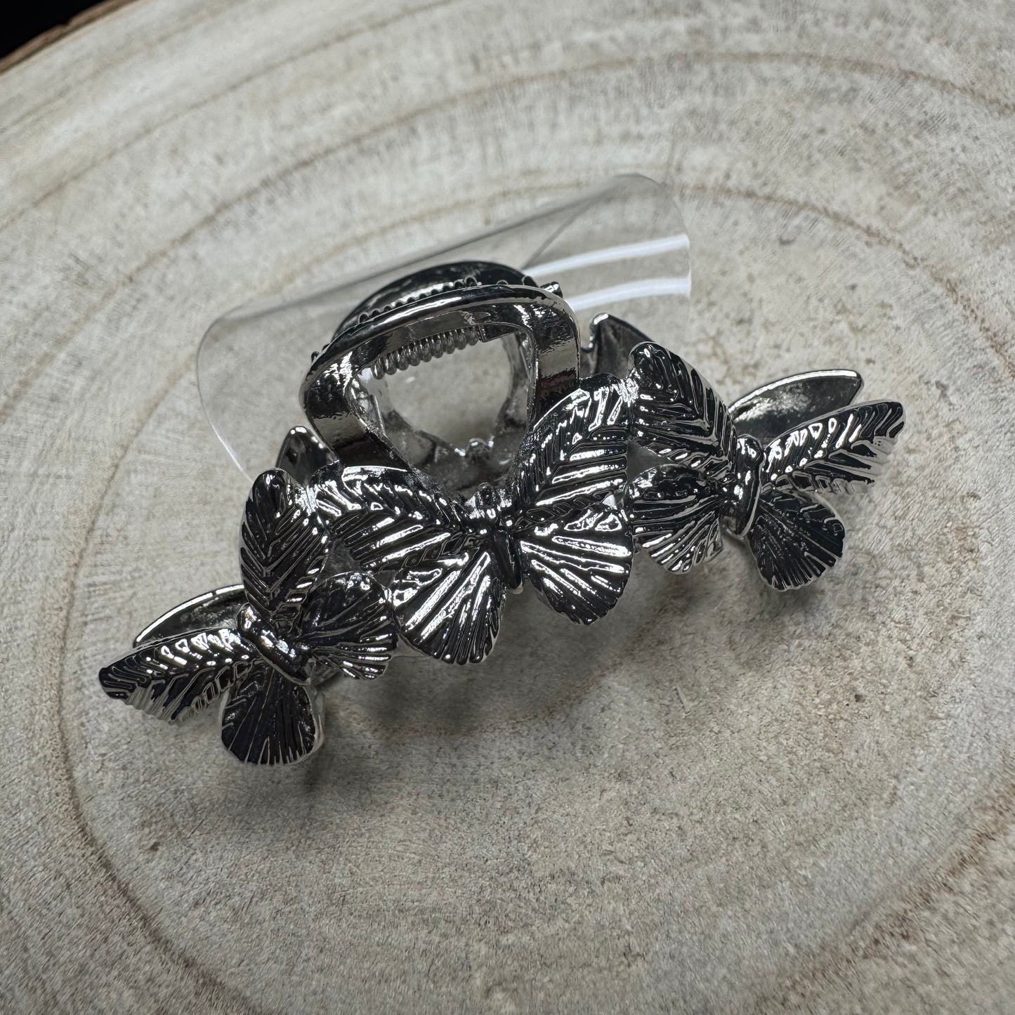 Mola de Cabelo Pequena Borboletas Prateado
